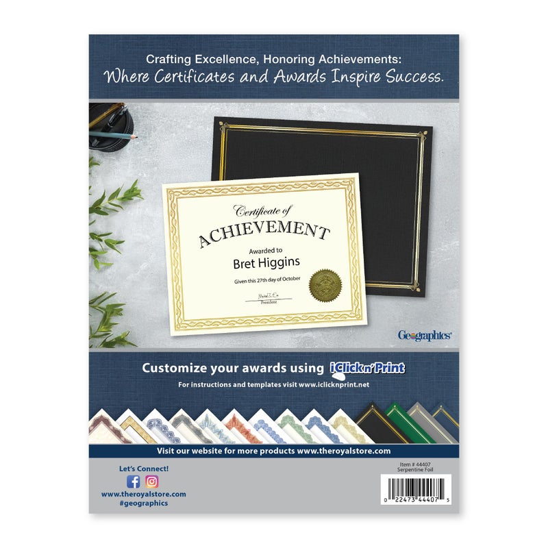 Geographics Parchment Certificates, 8-1/2" x 11", Serpentine Gold Foil, Pack Of 12 - Image 5